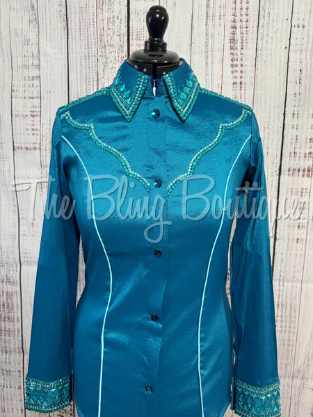 Dark Turquoise, Turquoise & Black Day Shirt Set (Large)