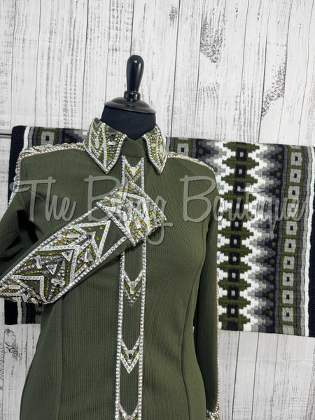 RE-ORDER Olive Green, Charcoal & White Day Shirt Set (Choose Your Size)