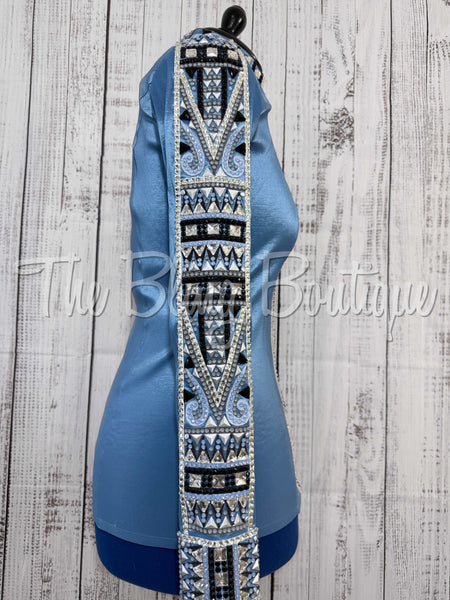 RE-ORDER Periwinkle, Slate Blue & Black Day Shirt Set  (Choose Your Size)