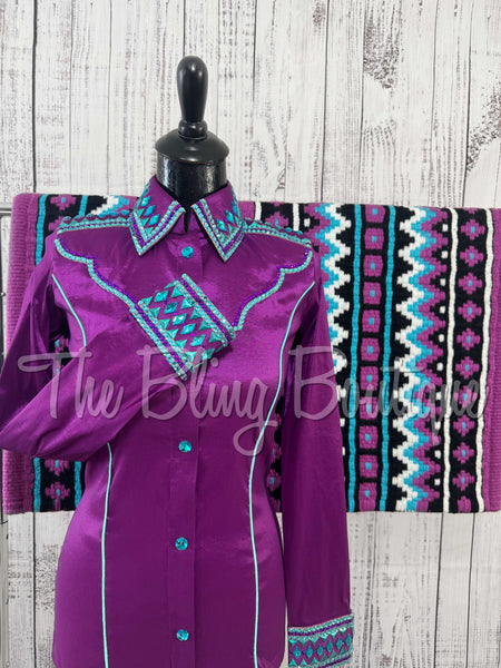 Grape & Turquoise Day Shirt Set (Small)