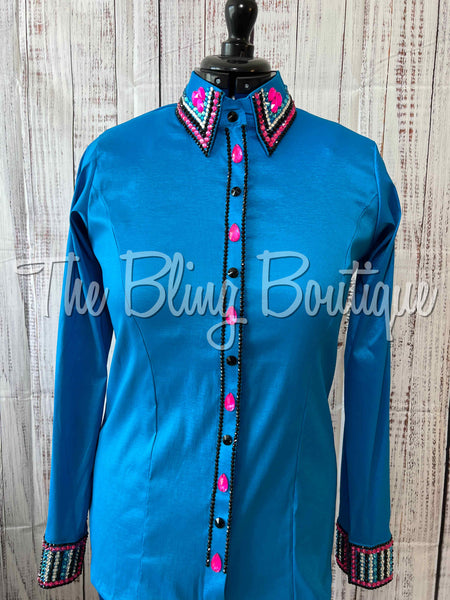 Turquoise & Neon Pink Day Shirt Set (XL)