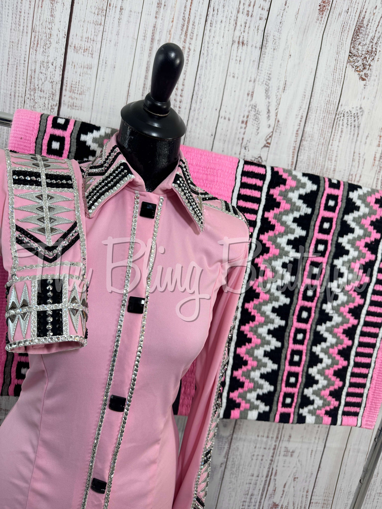 Light Pink, Black & Grey Day Shirt Set (S)