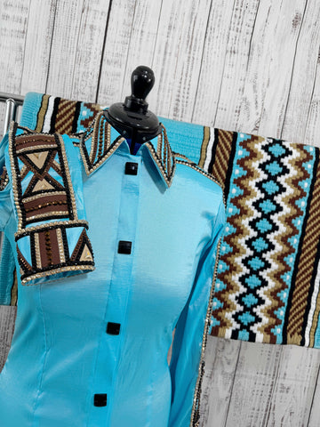 Aqua, Chocolate & Tan Day Shirt Set (L)