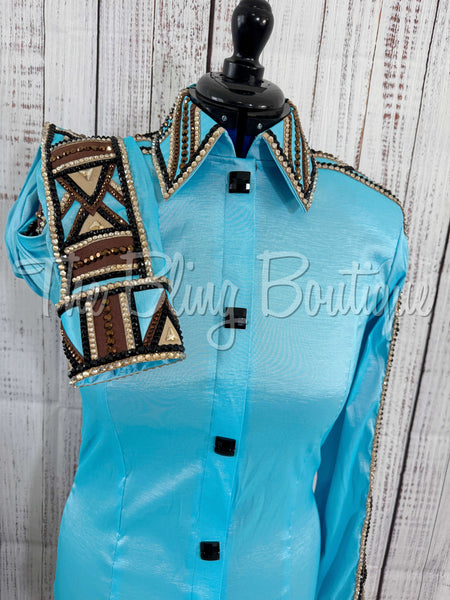 Aqua, Chocolate & Tan Day Shirt Set (L)