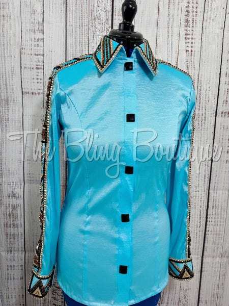 Aqua, Chocolate & Tan Day Shirt Set (L)