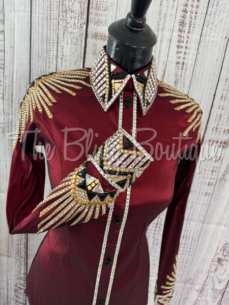 Burgundy, Tan, Black & White Day Shirt Set (XS/S)