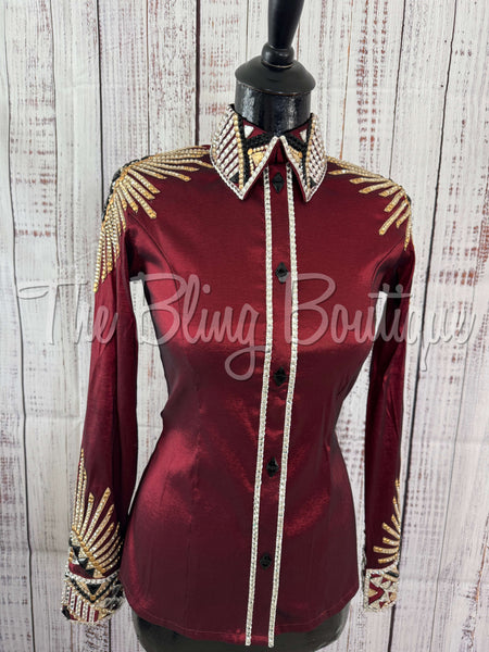 Burgundy, Tan, Black & White Day Shirt Set (XS/S)