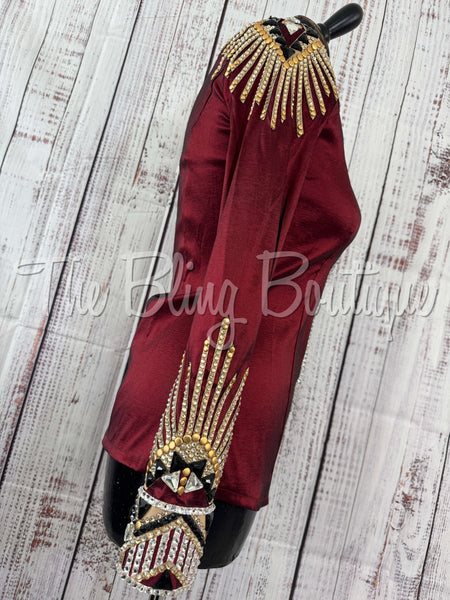 Burgundy, Tan, Black & White Day Shirt Set (XS/S)