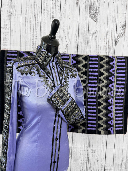 RE-ORDER Lavender, Black & Charcoal Day Shirt Set (Choose Your Size)