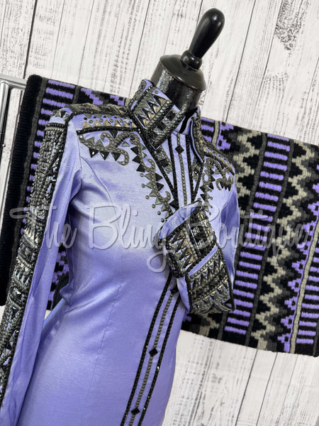 RE-ORDER Lavender, Black & Charcoal Day Shirt Set (Choose Your Size)
