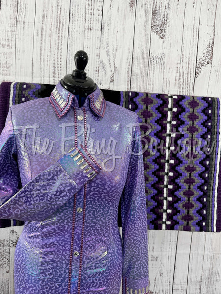 Lavender Iridescent Leopard Day Shirt Set (Medium)