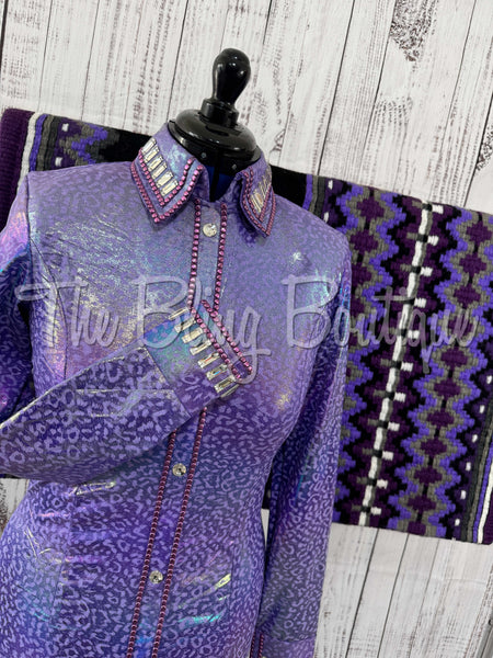 Lavender Iridescent Leopard Day Shirt Set (Medium)