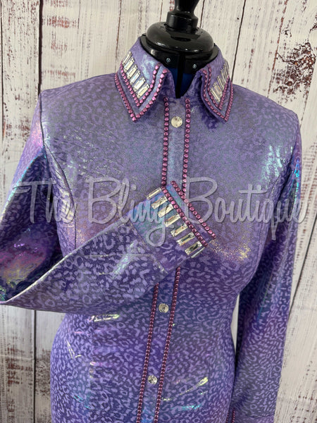 Lavender Iridescent Leopard Day Shirt Set (Medium)