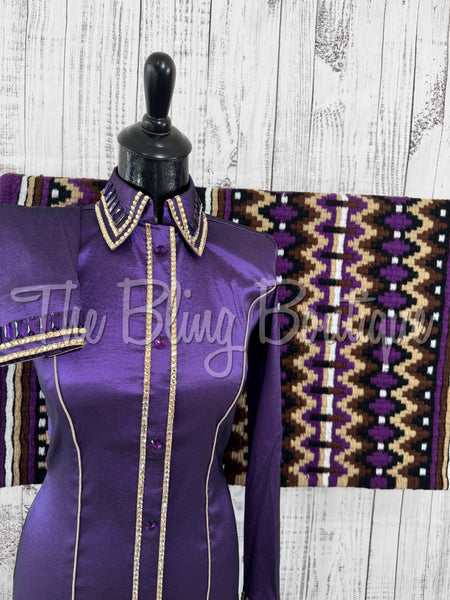 Purple & Tan Simple Day Shirt Set (Small)