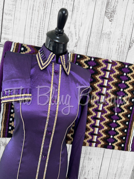 Purple & Tan Simple Day Shirt Set (Small)