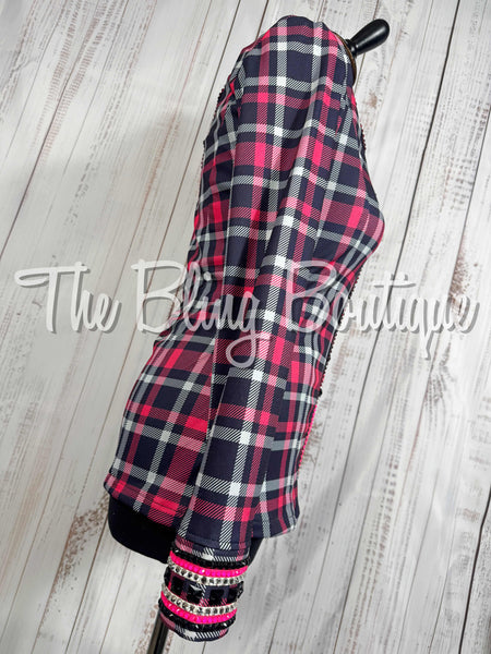 Black, Grey, Hot Pink & White Plaid Day Shirt Set (Small)