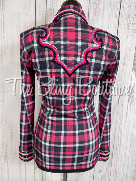 Black, Grey, Hot Pink & White Plaid Day Shirt Set (Small)