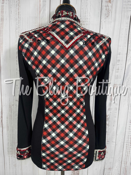 Black, Red, Grey & White Plaid Day Shirt Set (Small)