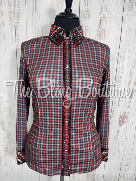 Burgundy, Black & Grey Plaid Day Shirt Set (Large)