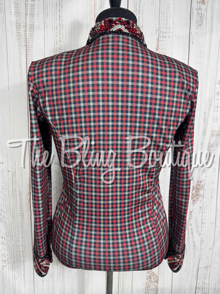 Burgundy, Black & Grey Plaid Day Shirt Set (Large)