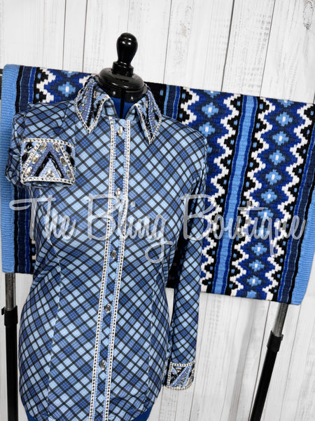 Cornflower Blue Plaid Day Shirt Set (Medium)