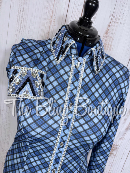 Cornflower Blue Plaid Day Shirt Set (Medium)