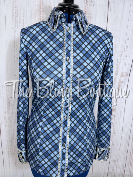 Cornflower Blue Plaid Day Shirt Set (Medium)