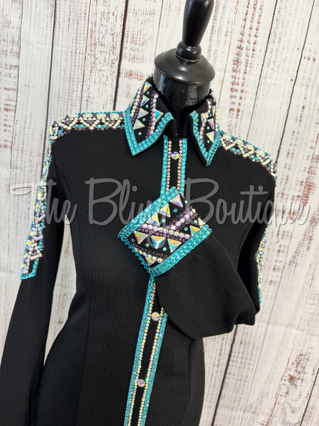 Black, Turquoise & Purple Day Shirt Set (Small)