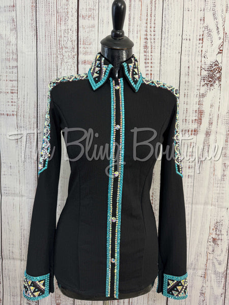 Black, Turquoise & Purple Day Shirt Set (Small)