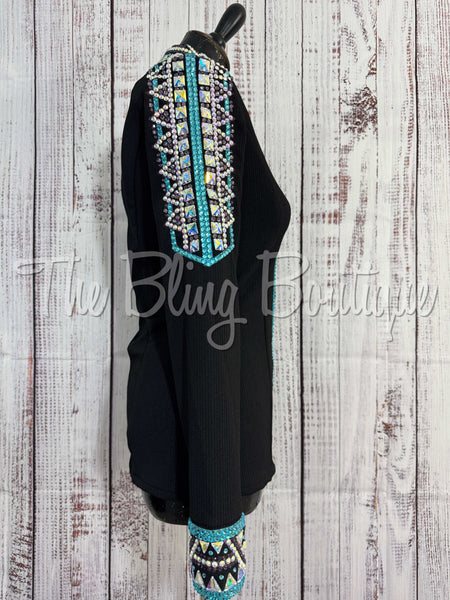 Black, Turquoise & Purple Day Shirt Set (Small)