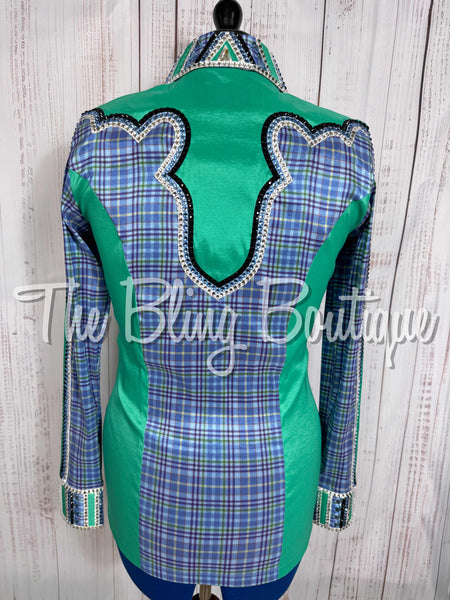 Kelly Green & Cornflower Blue Plaid Day Shirt Set (Large)