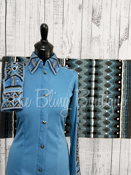 Periwinkle, Slate Blue, Charcoal & Black Day Shirt Set (Small)