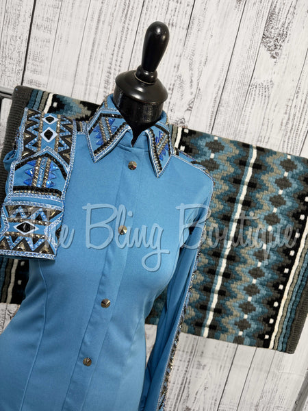 Periwinkle, Slate Blue, Charcoal & Black Day Shirt Set (Small)