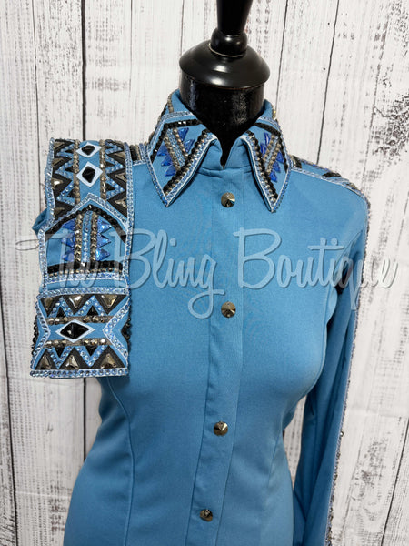 Periwinkle, Slate Blue, Charcoal & Black Day Shirt Set (Small)