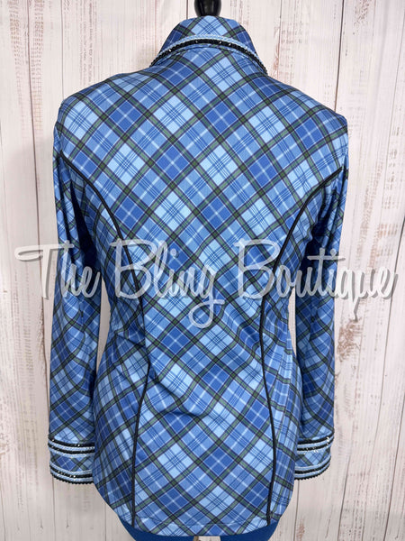 Navy Blue, Cornflower Blue & Hunter Green Plaid Day Shirt Set (Large)