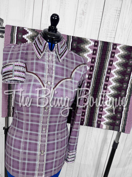 Orchid, Plum Grey & White Plaid Day Shirt Set (Medium)
