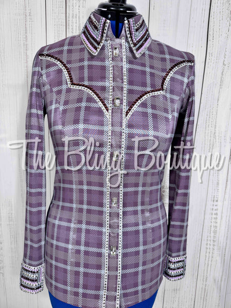 Orchid, Plum Grey & White Plaid Day Shirt Set (Medium)