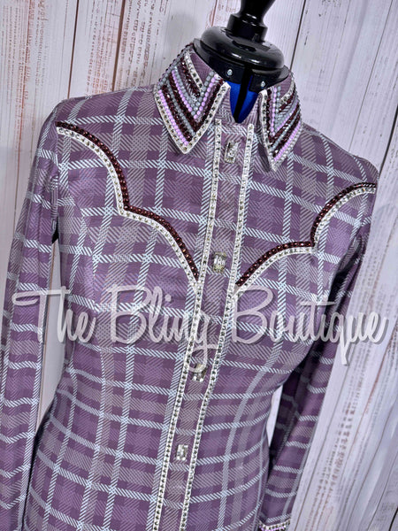 Orchid, Plum Grey & White Plaid Day Shirt Set (Medium)