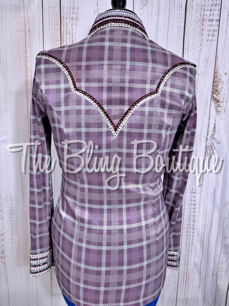 Orchid, Plum Grey & White Plaid Day Shirt Set (Medium)