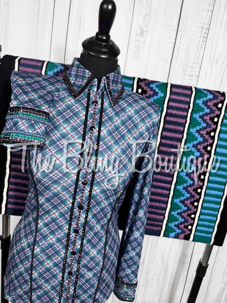 Slate Blue, Periwinkle, Orchid & Teal Plaid Day Shirt Set (Small)