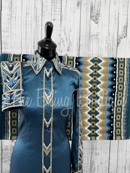 Slate Blue, Periwinkle & Tan Day Shirt Set (Small)