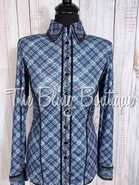 Slate Blue, Periwinkle, Orchid & Teal Plaid Day Shirt Set (Small)
