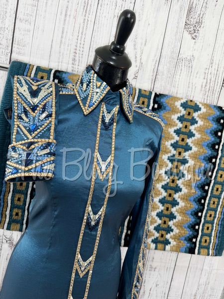 Slate Blue, Periwinkle & Tan Day Shirt Set (Small)