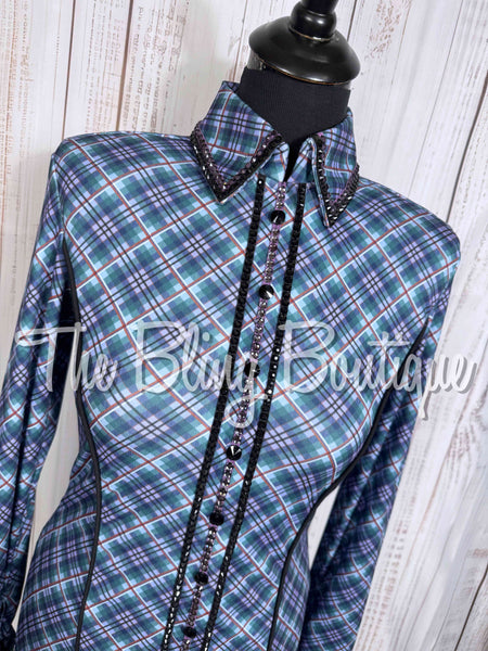 Slate Blue, Periwinkle, Orchid & Teal Plaid Day Shirt Set (Small)