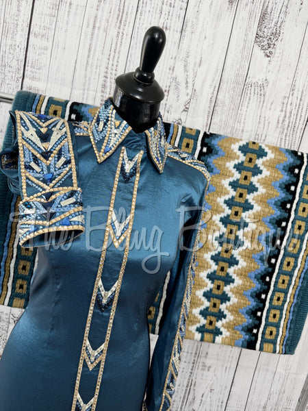 Slate Blue, Periwinkle & Tan Day Shirt Set (Small)