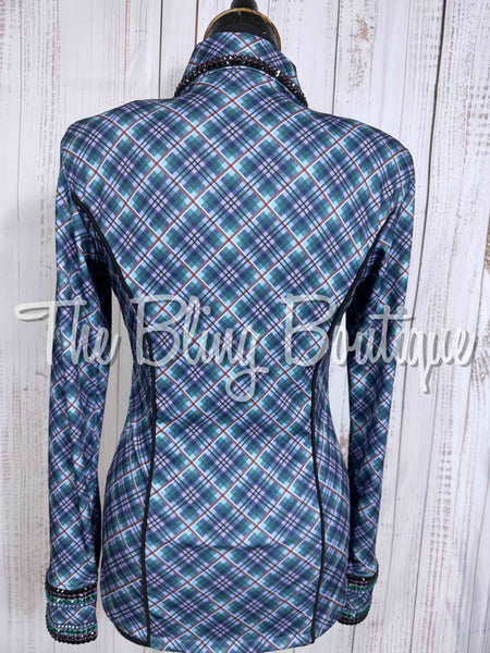 Slate Blue, Periwinkle, Orchid & Teal Plaid Day Shirt Set (Small)