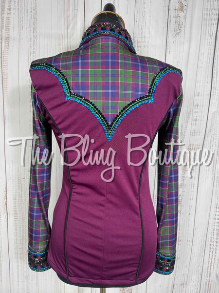 Raspberry, Kelly Green & Royal Blue Plaid Day Shirt Set (Small)