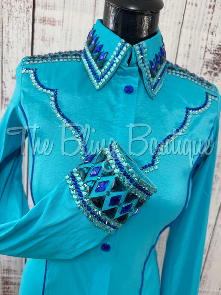 Turquoise & Royal Blue Day Shirt Set (Small)