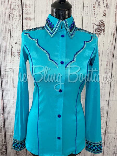 Turquoise & Royal Blue Day Shirt Set (Small)