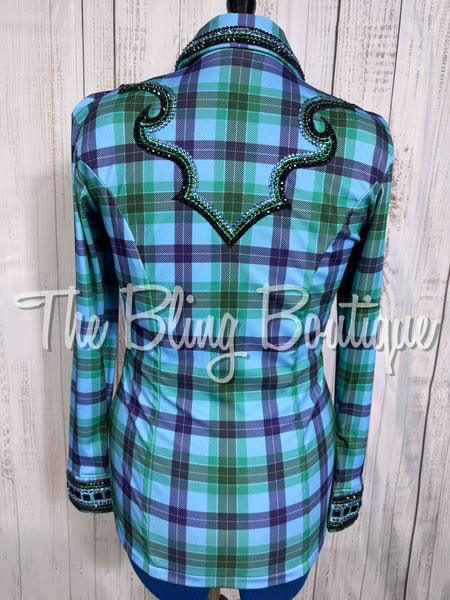 Periwinkle, Purple & Kelly Green Plaid Day Shirt Set (Medium)